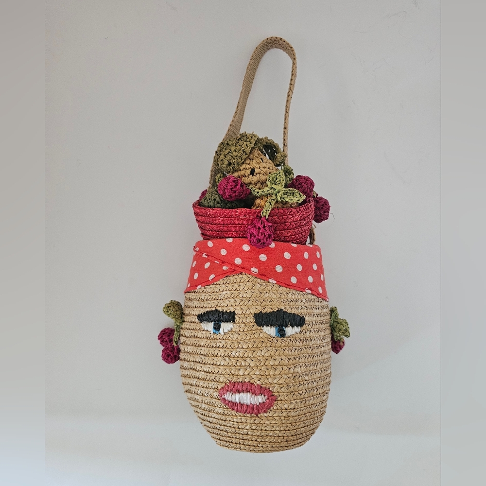 Lulu Guinness London Carmen Miranda Straw  Mini Statement Bag worn by Katy Perry